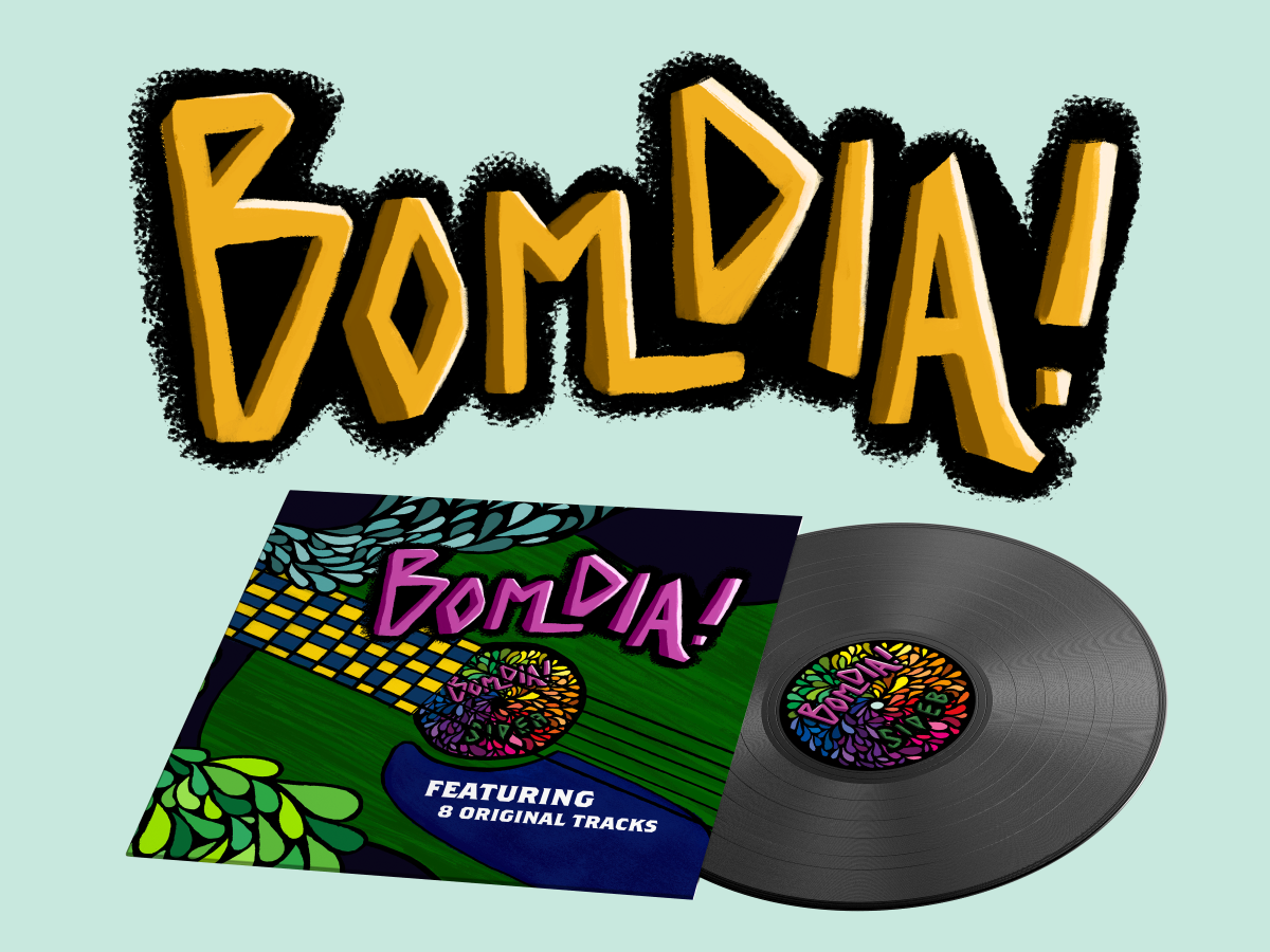 Vinyl with the text Bom Dia above it